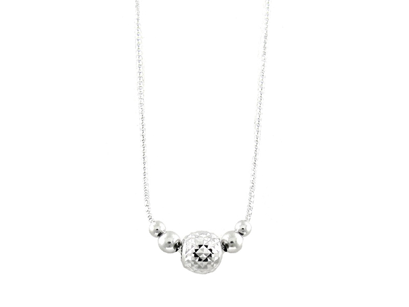 16″ Silver Pave Ball Necklace