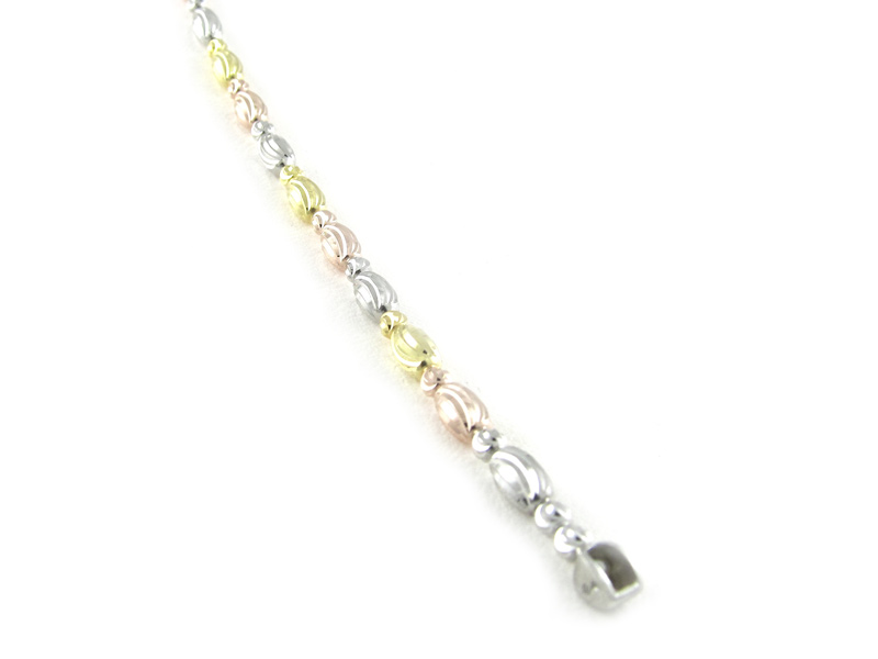Silver, Yellow, And Rose Oval Bracelet