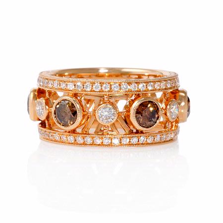 Le Vian Diamond Antique Style 18k Strawberry Gold Ring