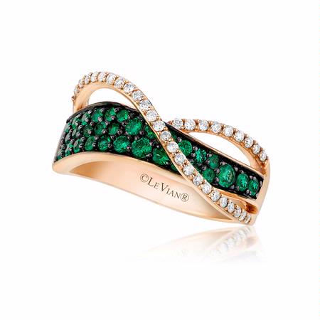 Le Vian Diamond And Costa Smeralda Emerald 14k Strawberry Gold Ring